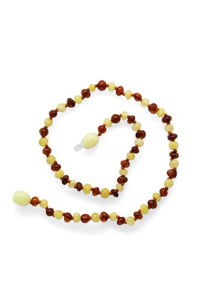 Tesbihane Honey White Colored Special Series Natural Drop Amber Stone Baby Teeth Necklace