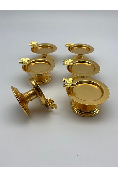 NEWTREND Züccaciye 6' Butterfly Decorative Gold Color Macaron Holder Turkish Delight Holder, Sugar Bowl, Presentation, Coffee, Treat, Coffee Presentation