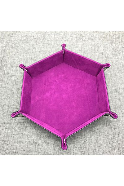 Choice Purple 01 Rolling Folding Hexagon Dice Game Storage Tray Holder Double Sided Thick PU Leather&Velvet