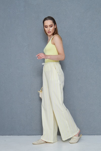 NEW LAVİVA Women's Brode Detailed Striped Poplin Trousers 700-3757