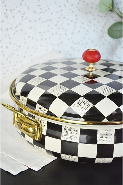 PONCİKPAZAR Elite Class 26 cm Checkerboard Pot