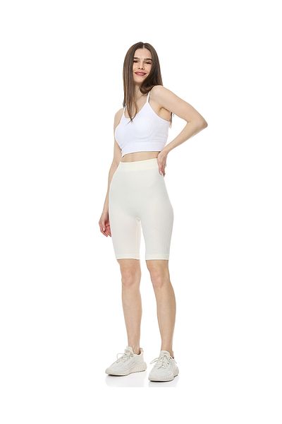 R&B شورت ركوب الدراجات المضلع باللون العاجي - مقاس S-XL