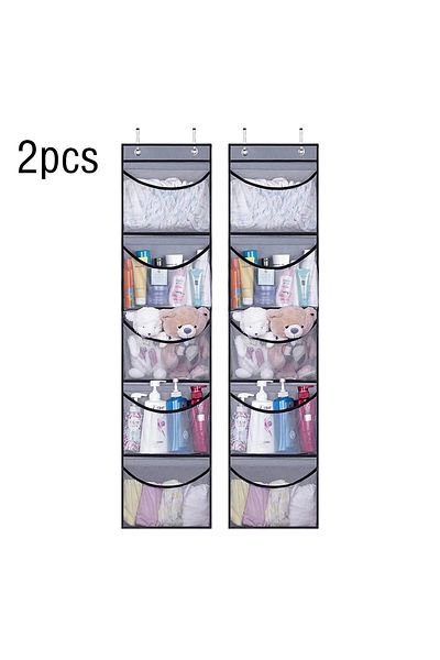 Choice 1-5 Cells gray-2pcs Foldable Wall Hanging Shelves Over The Door Clothes Organizer Storage for Closet