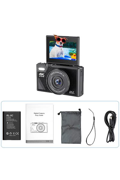 Choice NO TF Card Black 64MP Digital Photography Camera 3.0" Flip Screen WIFI 18X Digital Zoom 4K Vintage V
