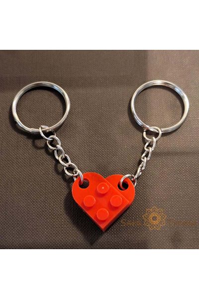 saratremo Set 2 Keychains Heart Shape, Red