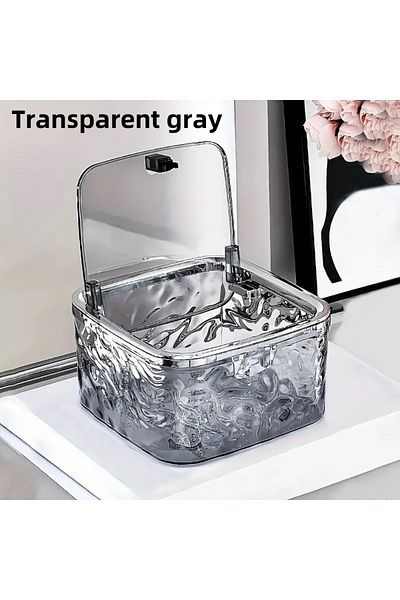 Choice grey Clear Acrylic Hair Accessory Organizer Box with Lid Waterproof Storage for Hair Ties Bows – Tra