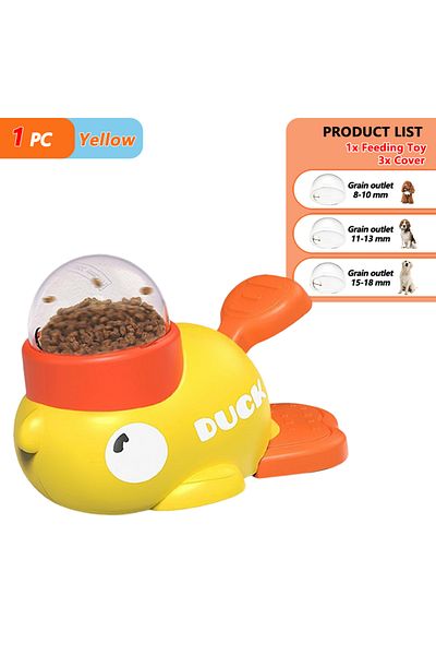 Choice 1 Yellow Pet Snack Feeder Dog Food Dispenser Automatic Feeder Puppy Cartoon Duck Design Used to Trai