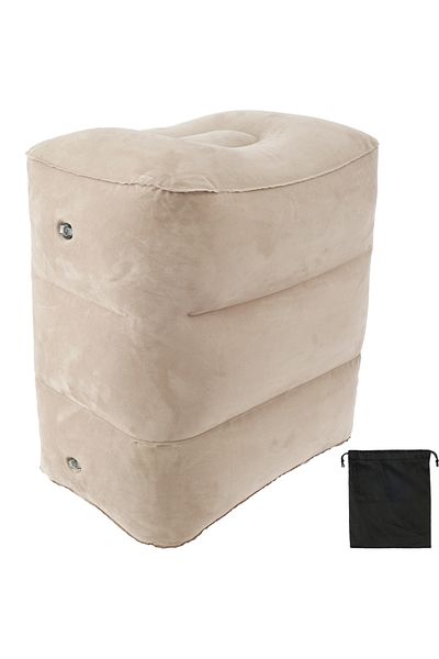 Choice 1PC Grey Inflatable Footrest Pillow PVC Flight Sleeping Footrest Rest Pillow 3 Layer Height Adjustab