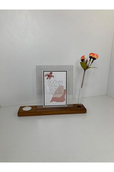NO:ON AHŞAP Tubed and Waxed, Solid Ireko, Decorative Plexiglass Picture Photo Frame (Birthday Card)