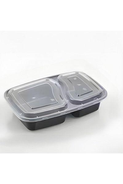 Choice 2-Compartment 10 Sets Disposable Food Boxes with Lids Microwave Food Storage Boxes Kitchen Refrigera