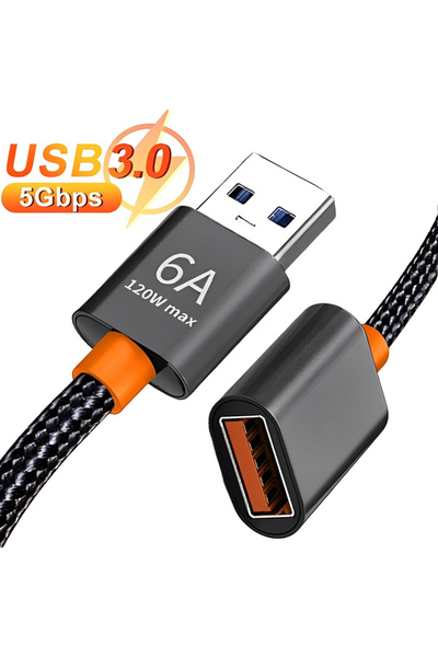Choice كابل تمديد USB 3.0 / 2.0 أسود 6 أمبير بطول 1 متر، كابل تمديد سريع من ذكر إلى أنثى، USB 3.0 / 2.0