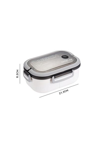 Choice 2 white 1200ML 2 Layer Bento Lunch Box With Spoon Fork, Kid High Capacity Microwae Food Containers P