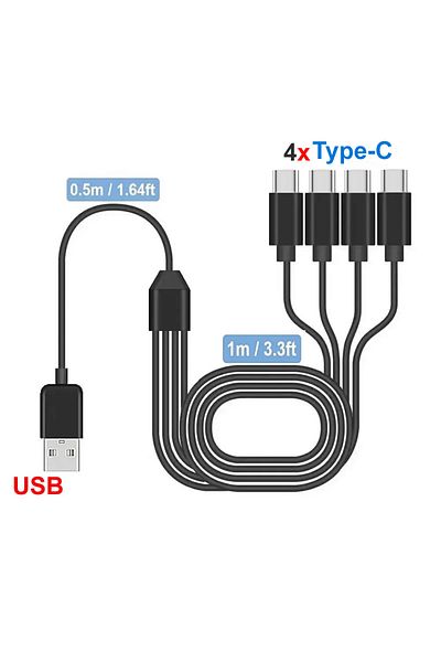 Choice USB to 4 Type-c USB C Splitter Multi Charging Cable,USB A/C to Type C Charging Cord, with 4 Type-C C