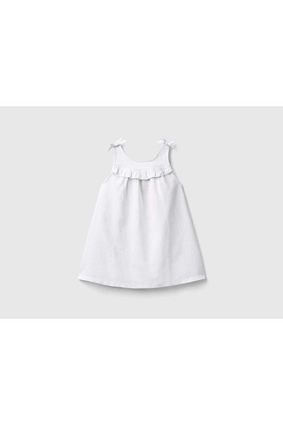 United Colors of Benetton Girls' Comfortable Pleated Shoulder Tie Dress