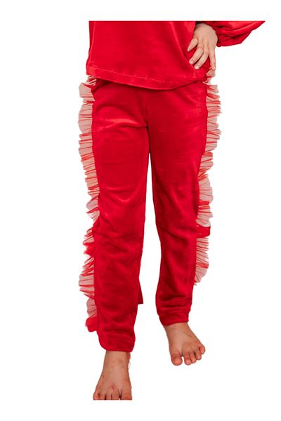 fustite cu luminite Velvet Tights with Tulle Ruffle, Red - 5-6 years (110-116 cm)
