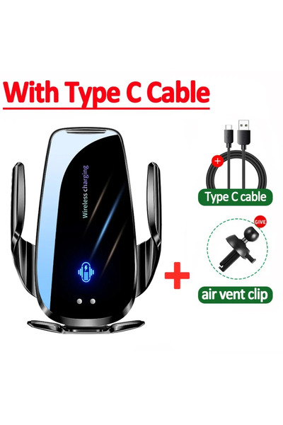 Choice شاحن سيارة لاسلكي 30 وات مع كابل، حامل هاتف تلقائي للسيارة يعمل بالأشع...
