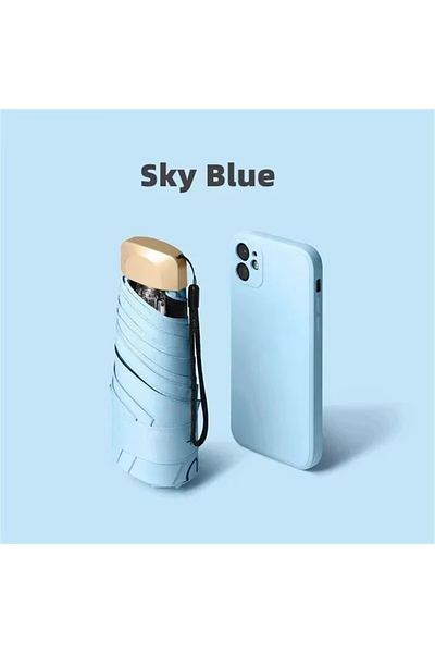 Choice Iron 6K 1pc skyblue 1Pc 55% Off Mini Sun Umbrella Pocket Rain Umbrella Vinyl Folding UV Ultraviolet