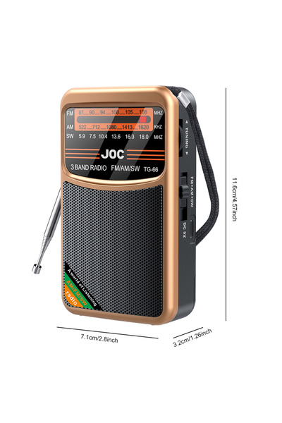 APWIKOGER TG-66 Gold FM AM SW Radio Emergency Pocket Radio Transistor Battery Operated Radio Player for Outdoo