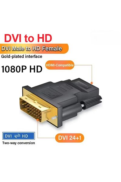 Vikefon محول DVI إلى HD من DVI إلى HDMI، قابس مطلي بـ DVI 24+1 إلى HDMI، فيديو متوافق مع DVI Male إلى HDMI