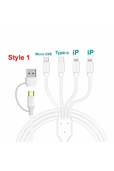 Choice 4in2 Style 1-2x8pin Multi Charger Cable 4 In 2 Charging Cable USB & Ty...