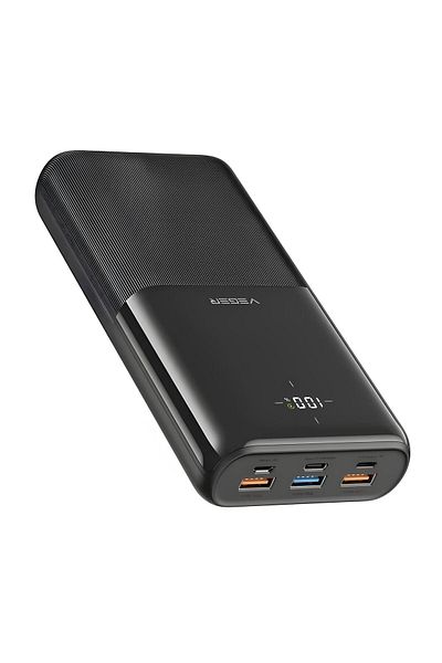 Veger 30000mAh Power Bank with 22.5W Charging Power and Large Battery Capacity with LED Display - Black