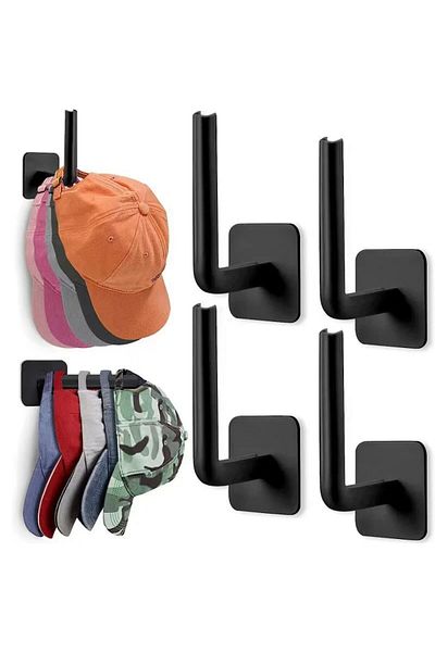 Choice 4PCS Black 2/4/6Pcs Cap Holder Hat Rack for Baseball Caps Adhesive Hat Hooks for Wall Cap Hanger Sto