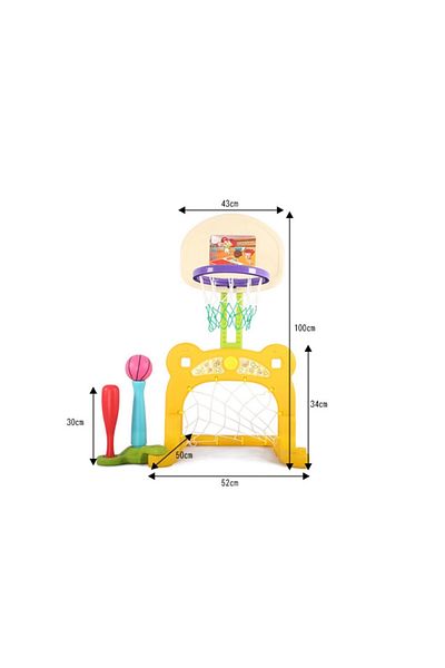 Nichiduta Garden Nichiduta Garden Sport Yellow 3-in-1 Playset with Football Goal, Height-Adjustable Basketball Hoop