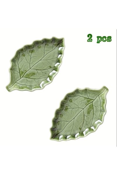 Choice 2 pcs 1/2pcs Cute Green Leaf Spoon Holder for Stove Top Ceramic Cooking Kitchen Utensil Rack Scissor