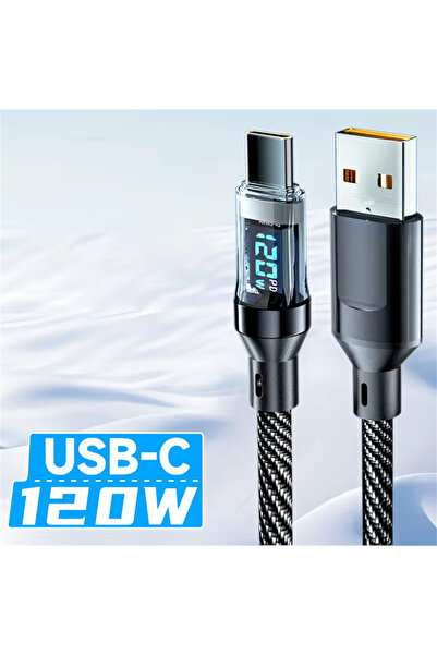 Choice كابل شحن سريع للغاية 120 واط 120 واط مع شاشة LED من USB إلى كابل بيانات Type-C لهاتف Xiaomi Samsung I