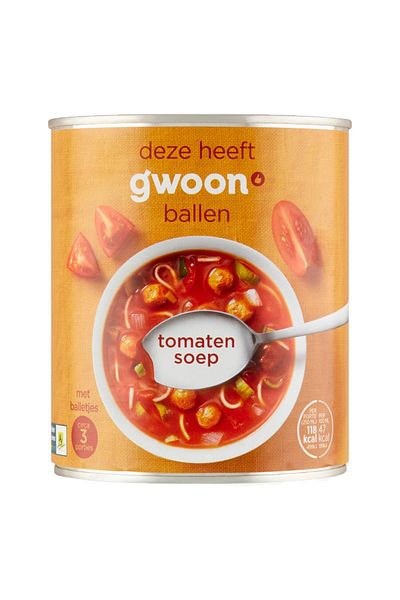 G’woon tomato soup with mini meatballs and pasta 800ml