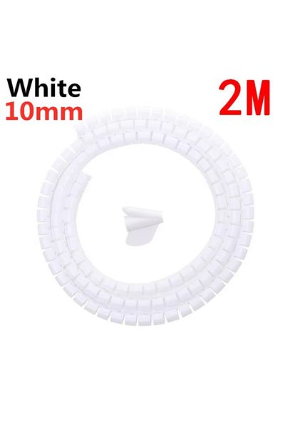 Choice 10mmx2m White 2M Flexible Spiral Cable Wire Protector Cable Organizer Computer Cord Protective Tube