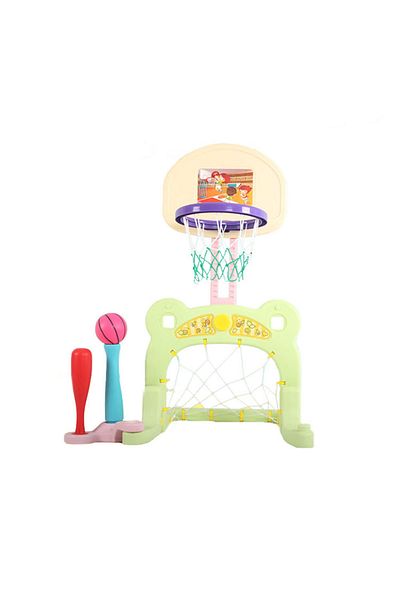 Nichiduta Garden Nichiduta Garden Sport Green 3-in-1 Playset with Football Goal, Basketball Hoop with Adjustable Height