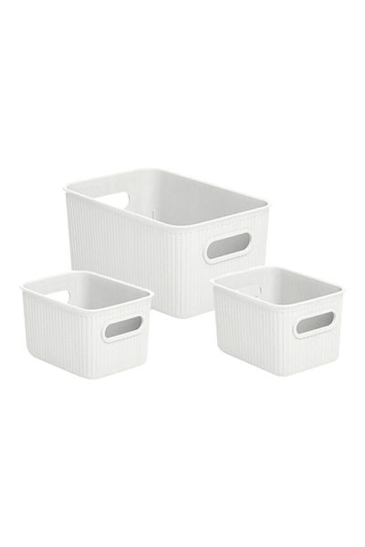 Tatay 3-Piece Impact Resistance Vertical Wavy Design Rectangular Multipurpose Storage Basket Set