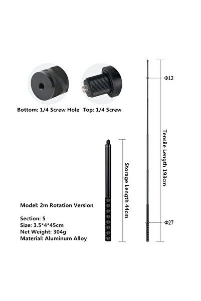 Choice عصا سيلفي غير مرئية بطول 193 سم لكاميرات GoPro مقاس 13 و12 و11 و10 و9 ...