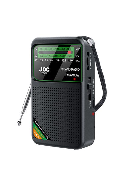 Alloet TG77 Black Portable Radio AM/FM/SW Pocket Radio with Rechargeable Battery Built-in Speaker with HD D