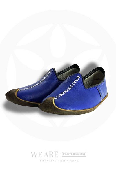 okcubaba Blue Handmade Yemeni – Genuine Leather Traditional Shoes