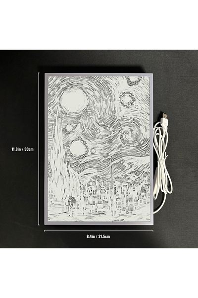 Choice Large(21.5x30.5cm) Van Gogh Starry Night Night Light - Artistic LED Room Decor Lamp, Lampara de Noch