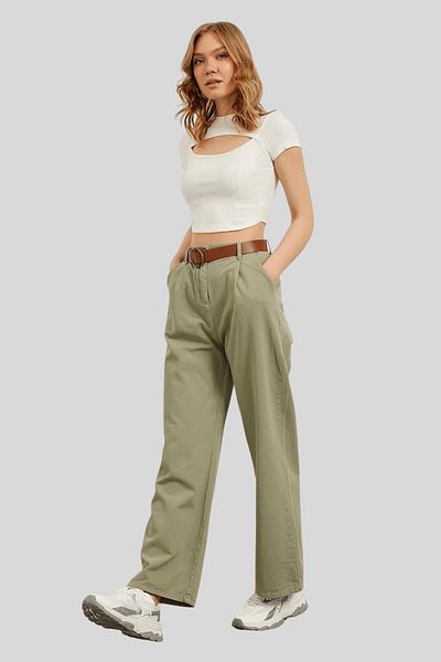 İKLİM LİFE Belted Palazzo Gabardine Trousers