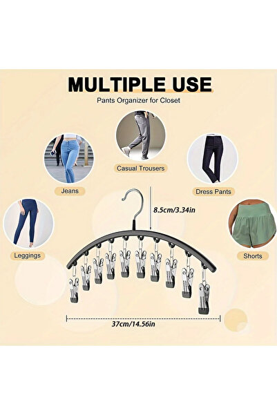 Choice منظم سراويل داخلية أسود من قطعتين، 1/2/3 قطع، للخزانة، مع 10 مشابك لحمل الملابس الموفرة للمساحة