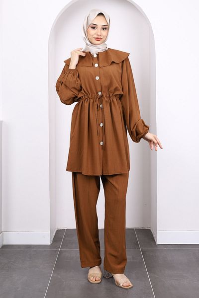 İmajButik Tile Waist Tie Tunic Trouser Suit