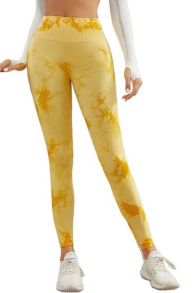 Fizion Marble graphic fitness shapewear pants, Yellow