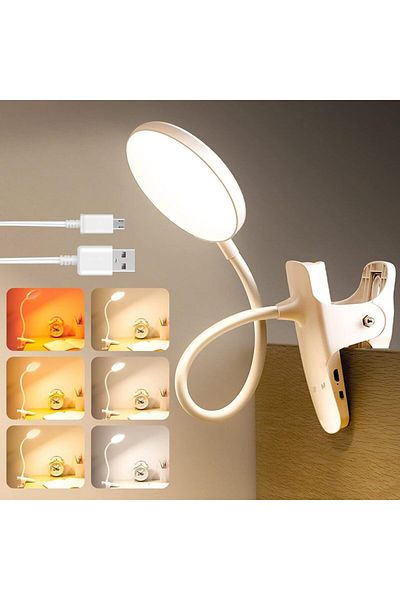 Choice Black Body Clip on Reading Light Dimmable Book Light Reading in Bed Stepless Brightness Eye Protect