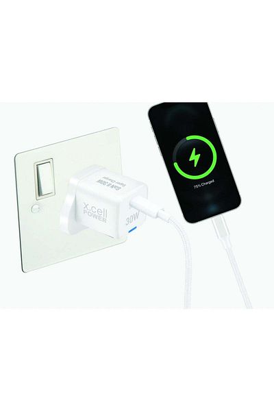 X.Cell GaN II 30W USB-C Charger | PD 3.0 PPS Fast Charge | Compact Heat-Safe Travel Adapter White