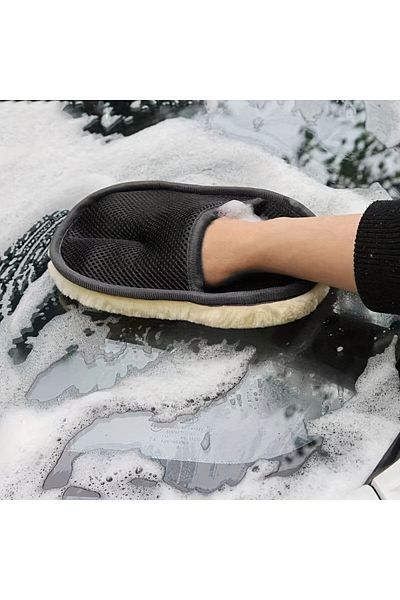 Choice 1pc Car Washing Gloves, Wool Plush, Thickened Car Wiping Gloves, Car Waxing Gloves, Bear Paw Car Wip