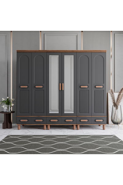 MONZIO Otto 6 Kapaklı Çekmeceli Gardırop %100 MDF