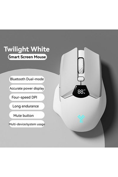 Choice V086 White 2.4G Bluetooth wireless mouse screen display power 600mAh large capacity battery, light t