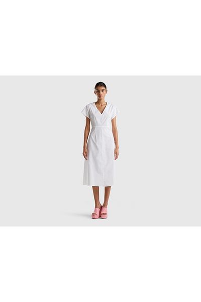 United Colors of Benetton Long Women's Dress with Short Sleeves