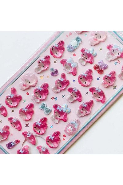 Miniso B 1pcs Hello Kitty 3d Crystal Sticker Cute Interesting Cinnamoroll Phone Case Ipad Relief Decorativ.