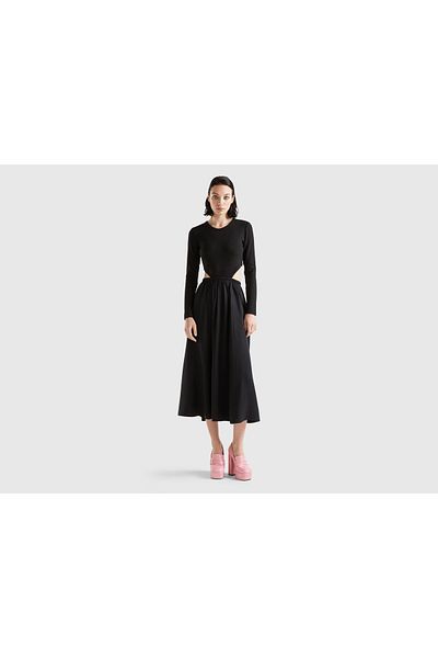 United Colors of Benetton Women's Midi Dress with Waist Cutouts