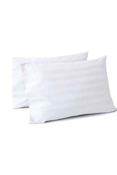 Pucioasa Set of 2 cotton damask pillowcases 50x70 cm, white